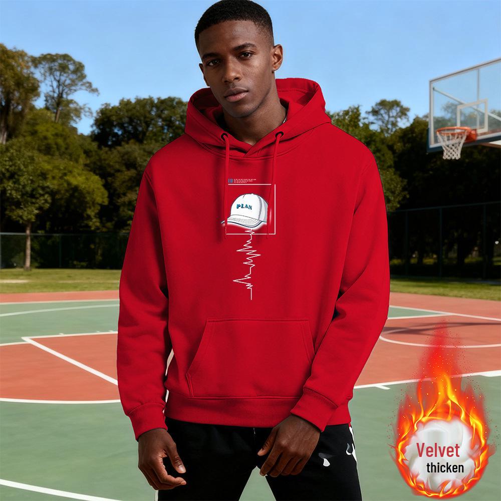 Men s Best-Selling Fleece-Lined Hooded Sweatshirt - Unisex Heavyweight Loose-Fit Hoodie Outerwear 5XL (200-220 kg)