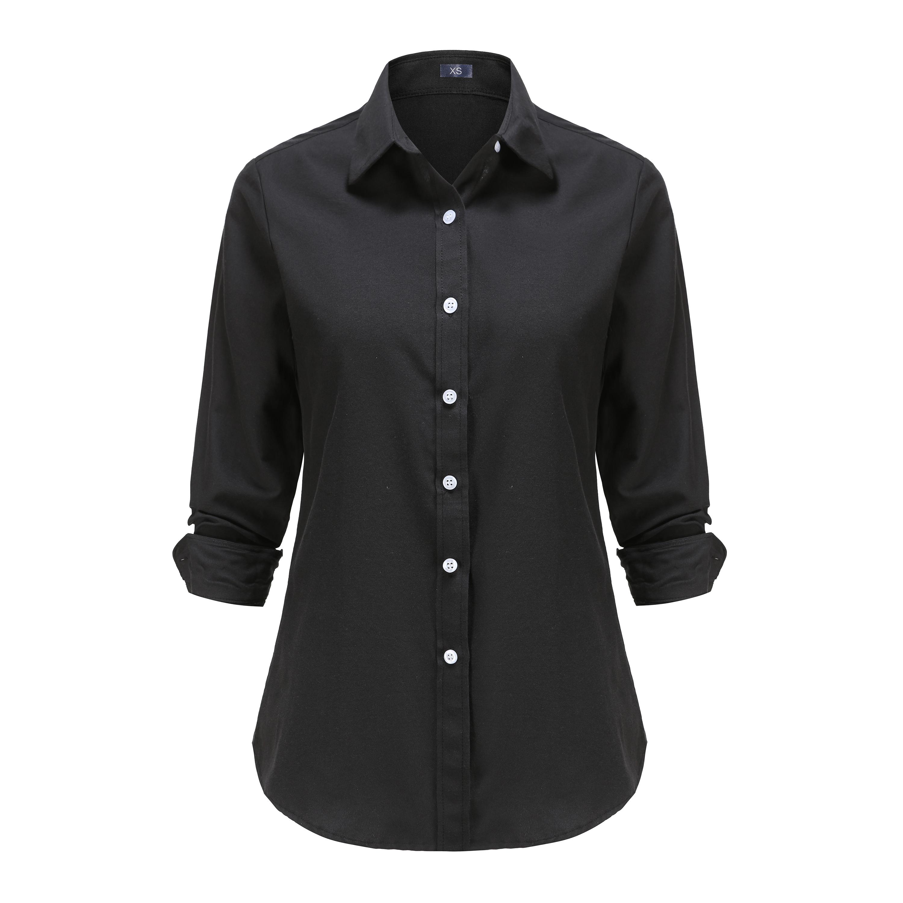 

Жіночі оксфордські сорочки з довгим рукавом, однотонна офісна робоча сорочка на гудзиках M