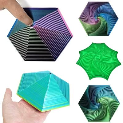 3D Printed Expanded Sensory Fidget Star Model Visual Illusion Octagonal Whirling Spiral Ornaments Stress Relief Board Game