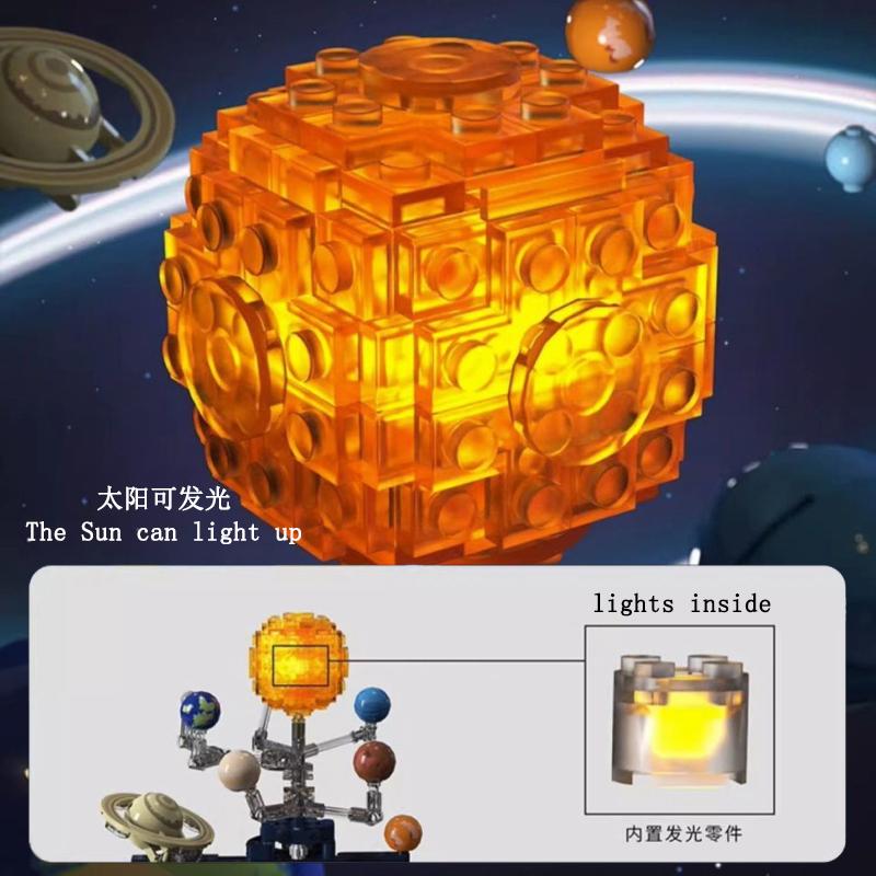 Elektryczny model Układu Słonecznego klocki do budowania Sprzęt do nauki eksploracji kosmosu Zabawka do składania obrotowy prezent dla dziecka ucznia