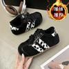 Leopard Print Velvet German Training Big Head Bread Shoes  Winter New Warm, Non-slip and High Casual Lace-up Cotton Shoes