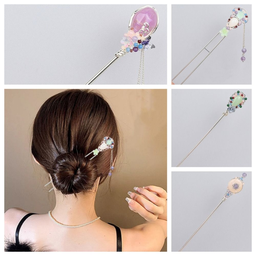 

Bead Hanfu Hair Stick U Shape Hair Fork Vintage Chinese Style Hair Stick Party C