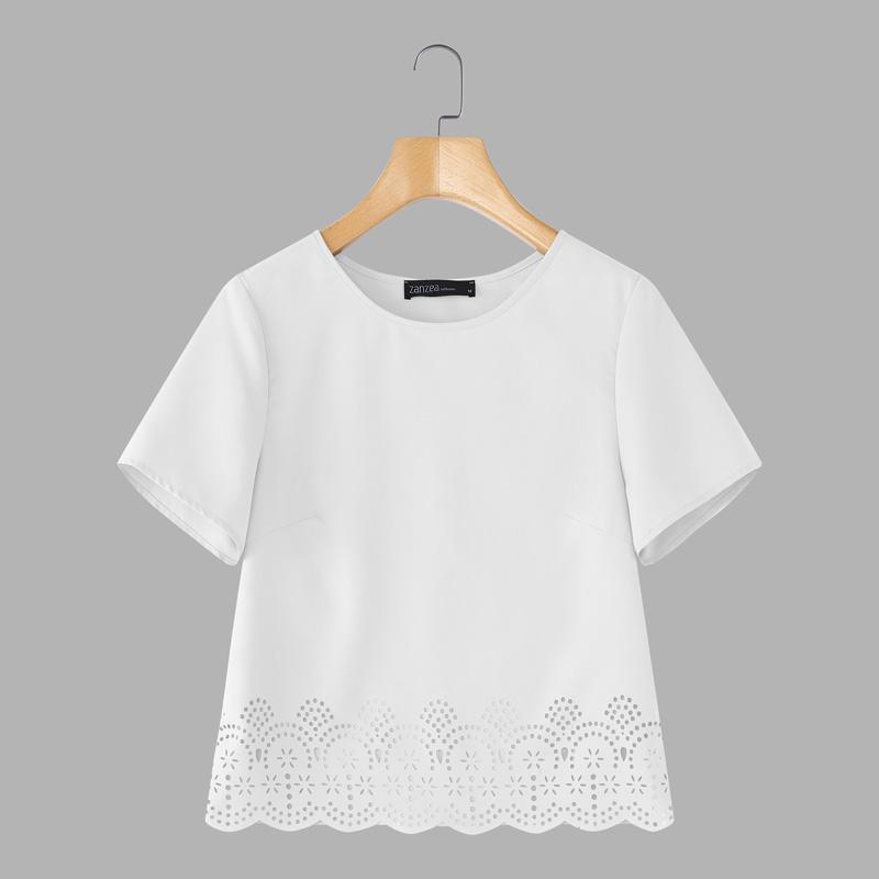 ZANZEA Women Casual Round Neck Solid Color Short Sleeve T-Shirt