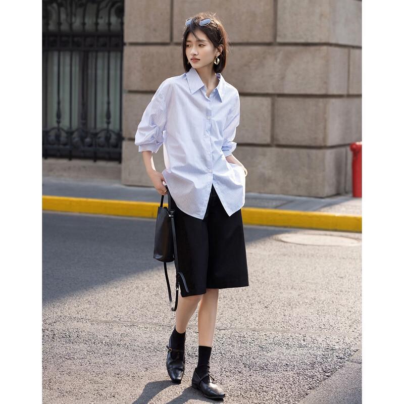 Women's Cloud Cotton Striped Lapel Shirt