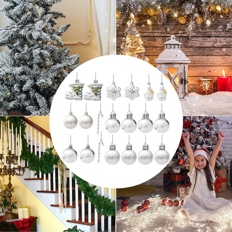 Christmas Baubles Ornaments Reusable Silver Ornaments 20X Shatterproof Christmas Tree Pendant Ball Charm Accessories Assorted