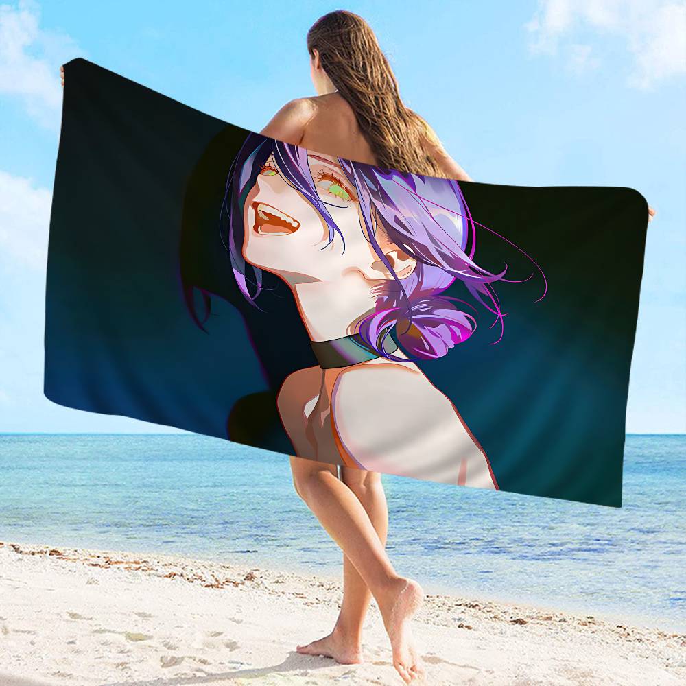 Popular Action Anime C-Chainsaw M-Man R-Reze A-Arc Microfiber Printed Beach Towel Yoga Beach Running Absorbent Soft Towel
