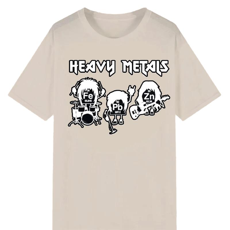 Heavy Metals Chemistry Periodic Table Rock Roll Music Physics Biology Print Men T Shirt Vintage Unisex Casual Loose T-shirt Tops