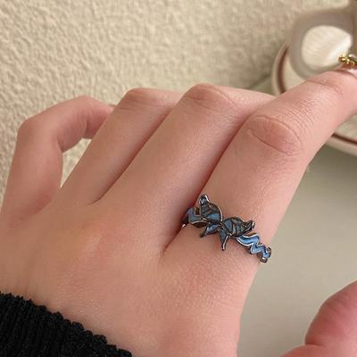 Punk Vintage Metal Liquid Dissolved Butterfly Women's Adjustable Ring Fashion Exquisite Anime Insect Ring Gothic Jewelry Retro Ndex Finger Rings