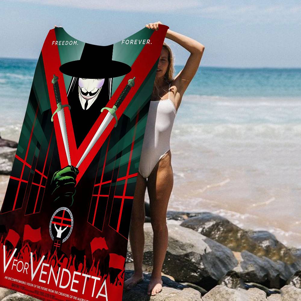 Science Fiction Film V For V-vendetta Anime Beach Swimming Towel Soft Absorbent Washcloth Children's Gifts For Kids Travel Gym