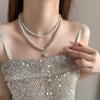 French Double Layer Single Pearl Necklace, Unique Elegant Stackable Clavicle Chain