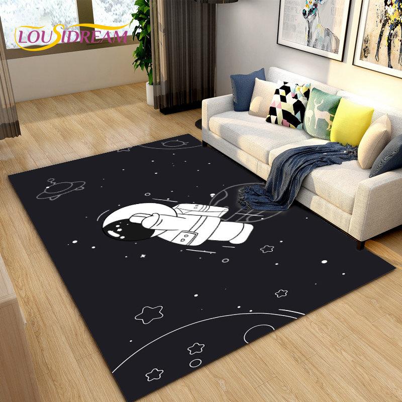 Cartoon Astronaut Space  Area Rug,Carpet Rug for Living Room Children's Room Decoration,Kids Play Crawl Soft Non-slip Floor Mat