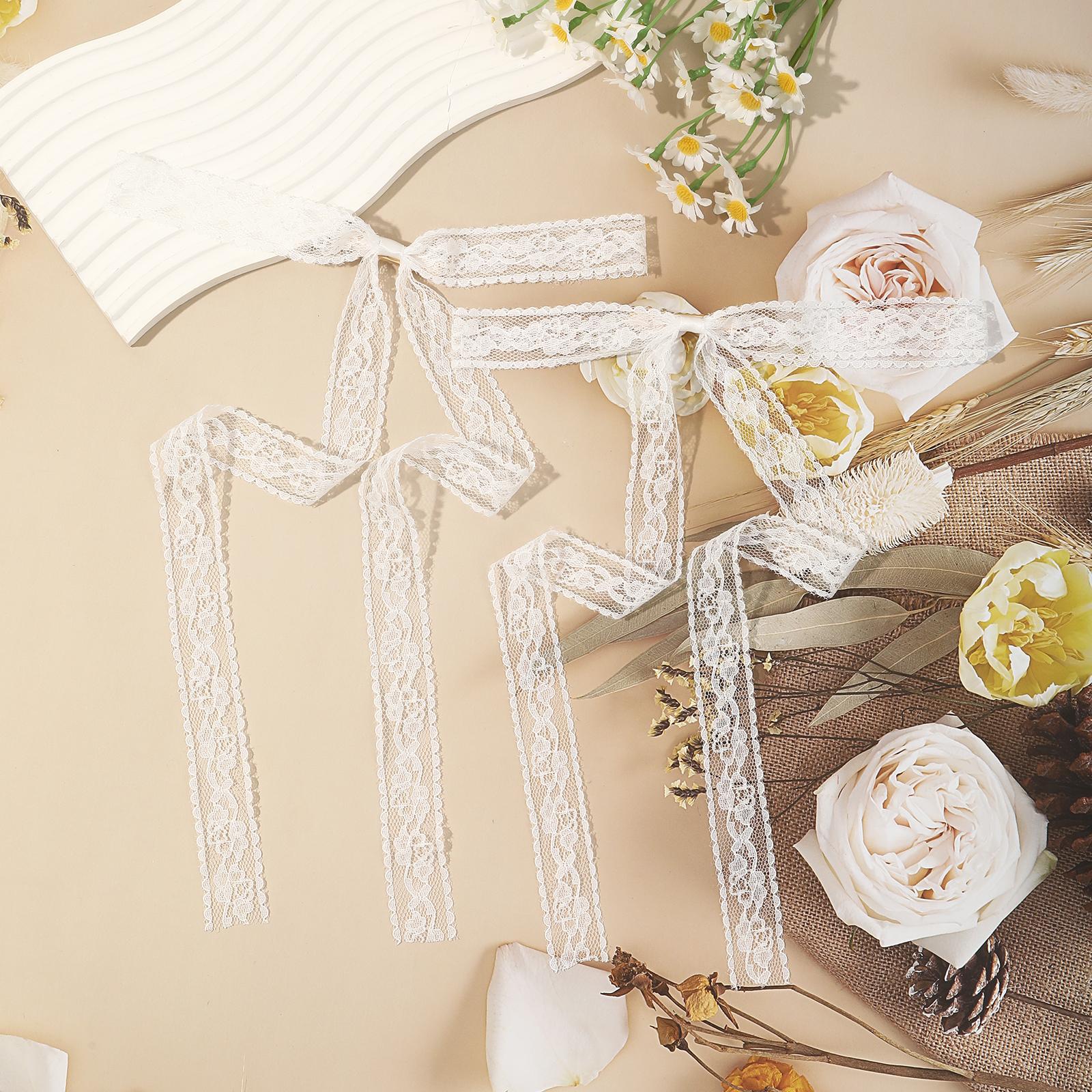 

2 шт. Милые белые кружевные заколки-бантики для волос для женщин и девочек, длинная лента, корейские милые бантики, женские модные аксессуары для волос