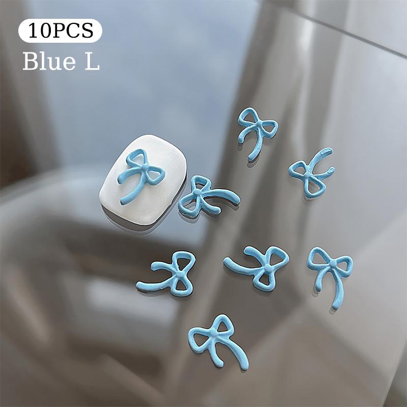 10Pcs Kawaii Bowknot Metal Gold Silver Nail Charms 3D Alloy Bow Tie Jewelry Nail  Decoration Manicure Accessories