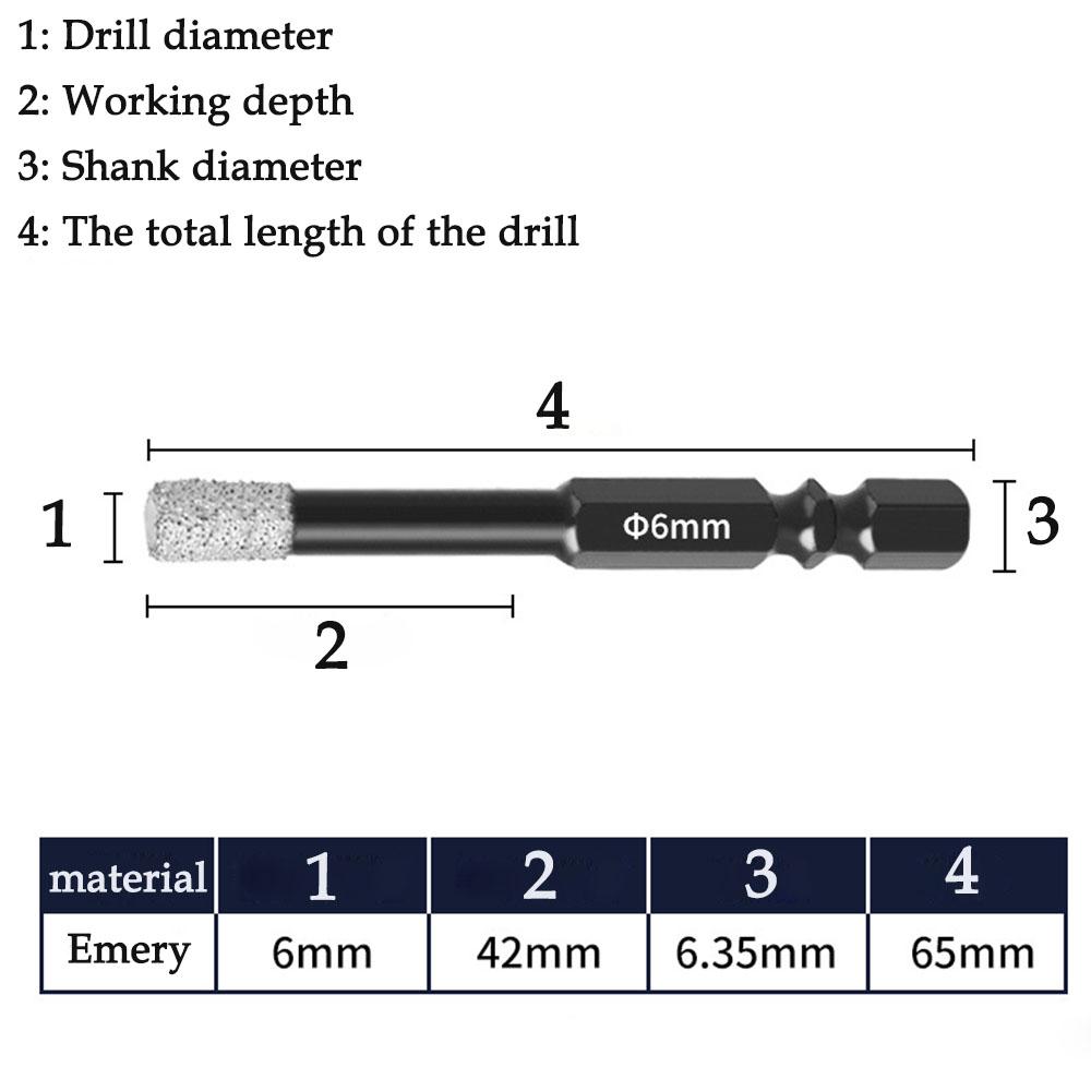 6/8/10/12mm Dry Diamond Drill Bits Set Vacuum Brazed Core Drill Bit Kit Quick Change Hex Shank for Porcelain Granite Tile Marble