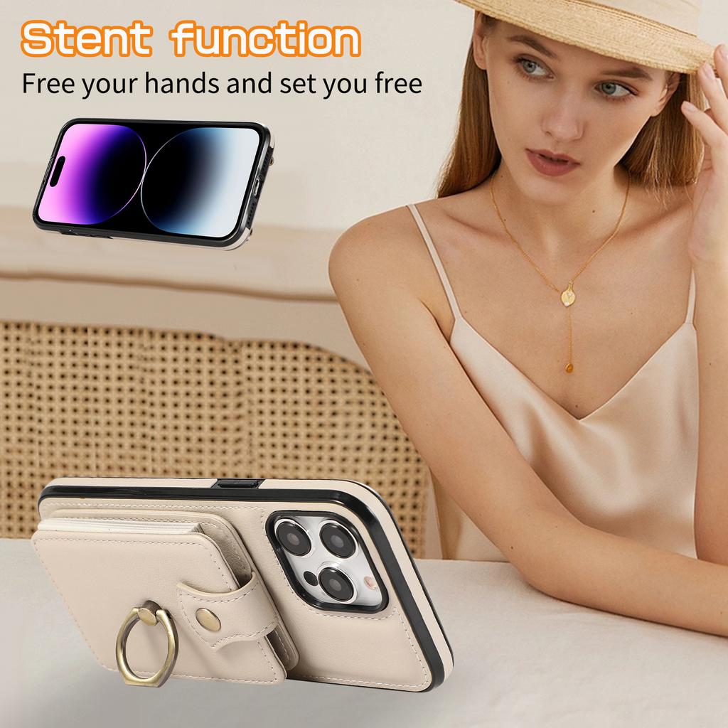 Crossbody Cards Solt Wallet Leather Case For iPhone 16 Pro Max 15 Plus 14 13 12 11 16e Ring Holder Kickstand Package Bag Cover
