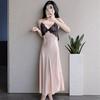 Ice and snow silk long dress women's summer sexy pajamas long suspender nightdress ice lace backless loungewear with chest pad