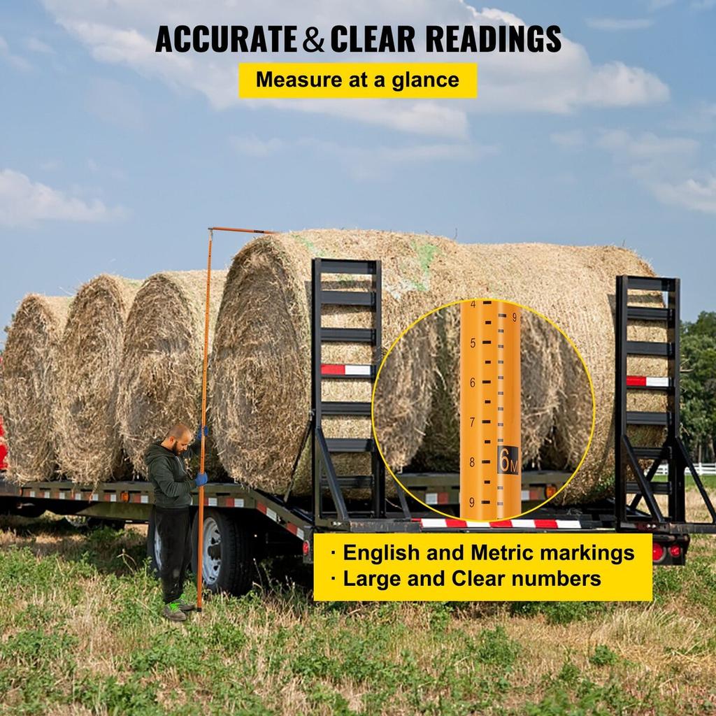 Load Height Measuring Stick, 20\' Sturdy Fiberglass Truck Height Stick with Adjustable Pole, Non-conductive Truck Height Measuring Stick with Carrying