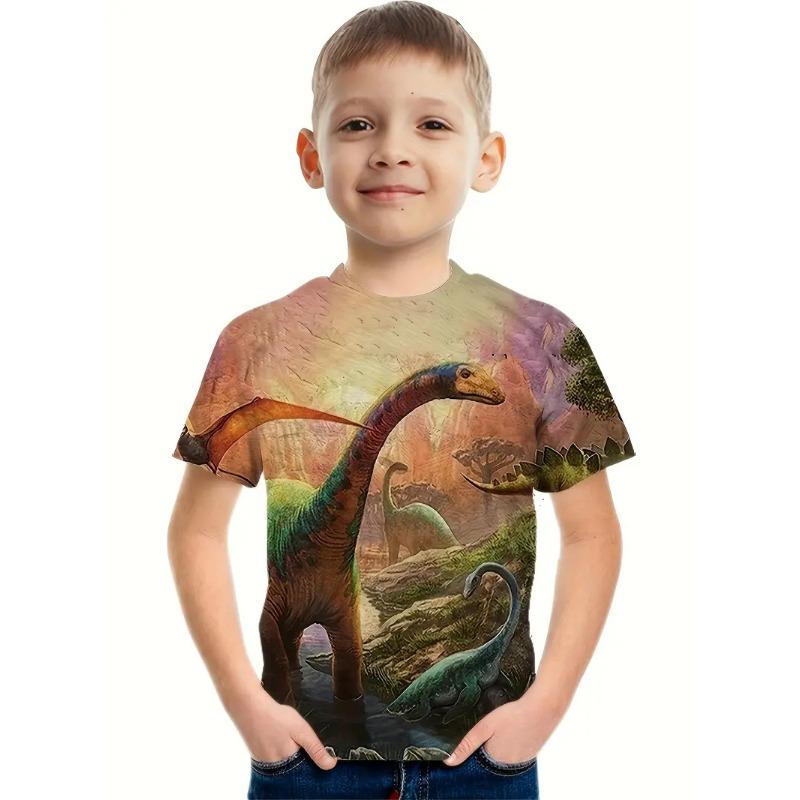 2024 Retro 3d Print Casual Children's Clothing Top Tee Shirt Fashion T Shirt Animal Kids Boy Clothes Anime Short Sleeve