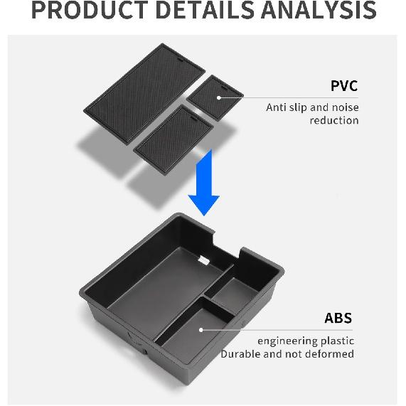 Smabee Center Console Organizer Tray Compatible With 2024 2025 2026 Lexus GX 550 GX550 Accessories Armrest Storage Box ABS Ert Storage Tray Interior