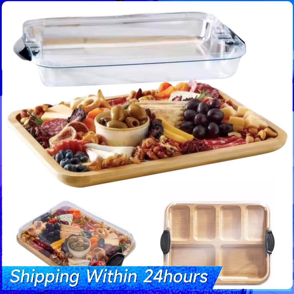 

Багаторазова бамбукова дошка для сиру з кришкою, дошки для закусок, піднос для печива та снеків, піднос для кухні, приготування їжі, сімейного свята, подарунок China Mainland