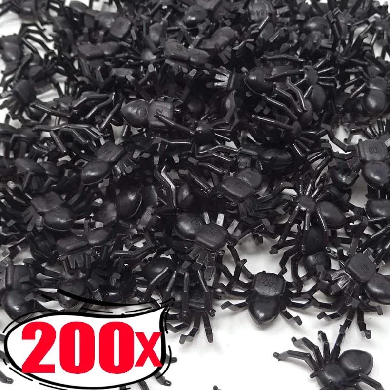 500/50pcs Black Mini Spider Horror Black Spider Simulation Haunted House Spider Decoration Kids Toy Halloween Party Decoration