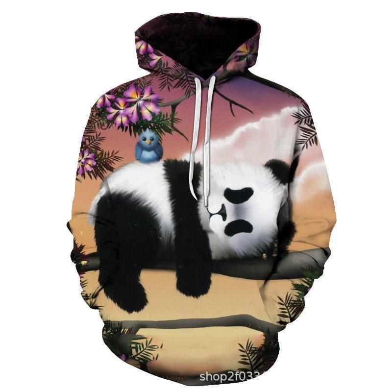 Winter Animal Print Hoodie Men Women Casual Loose Fit Sweatshirt