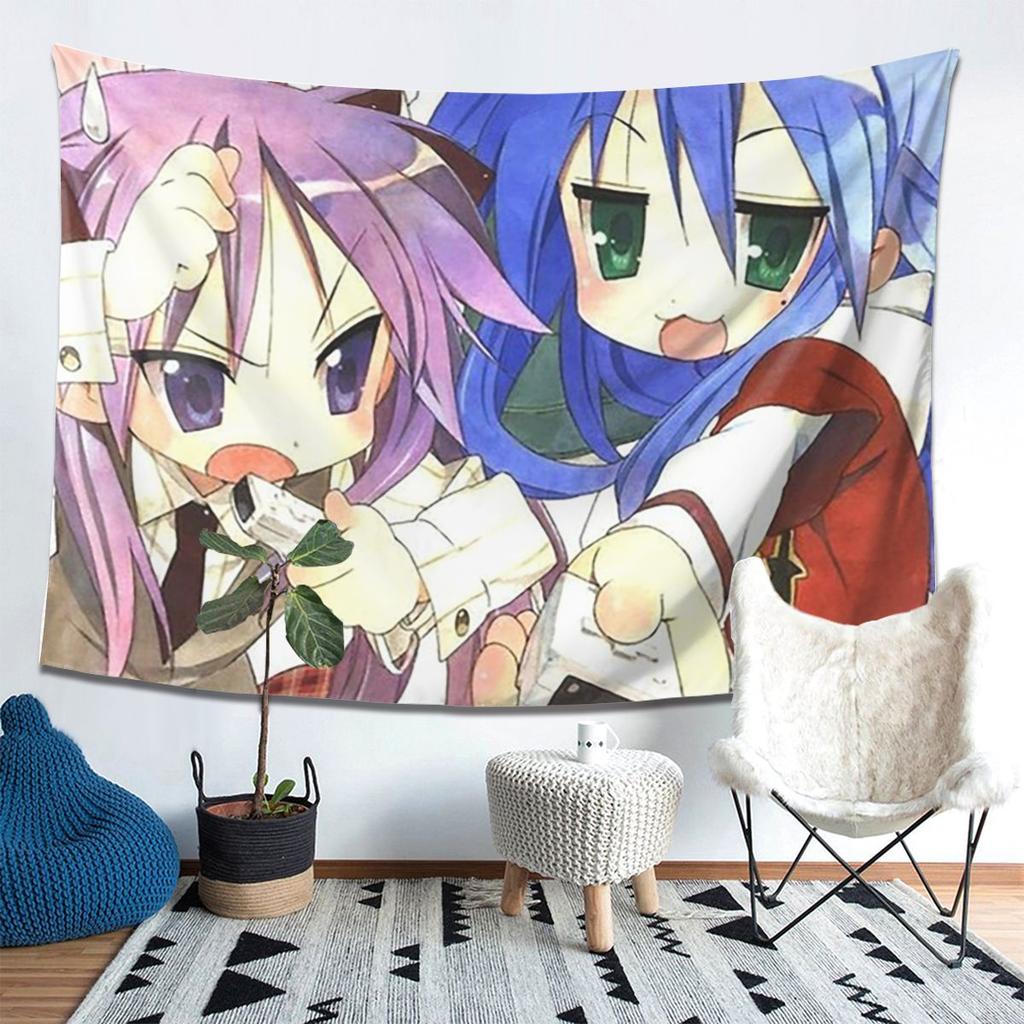 Lucky Star Anime Tapestry Wall Hanging Aesthetic Home Decoration Tapestries for Dorm Room