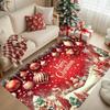 Merry Christmas Area Rug Red Snowflake Christmas Balls Carpet for Living Room Washable Bedroom Floor Mat Xmas Decor