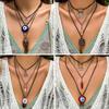 Jewelry Devil Blue Eyes Vintage Beaded Necklace Ladies Necklace Wax Thread Pull Rope Necklace