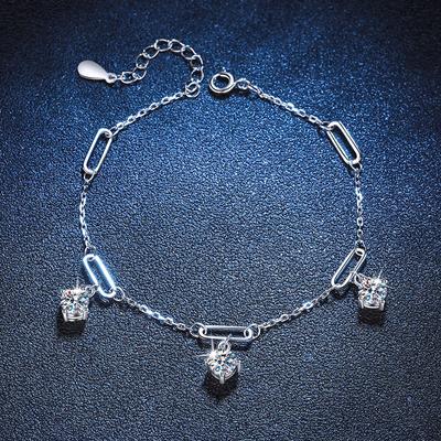 S925 Sterlingsilber Armband, Mozzarella Diamant Armband für Damen, Vielseitiges Nischen 1,5 Karat D Farbe Moissanit Armband für Damen
