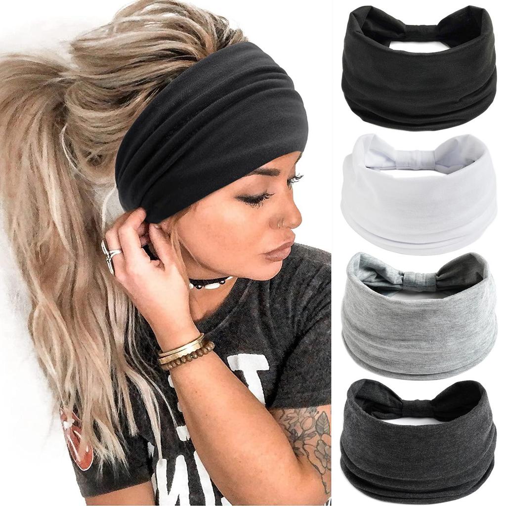 Women's Solid Color Elastic Yoga Headband - Wide, Sweat-Absorbing Sport Macaron Design