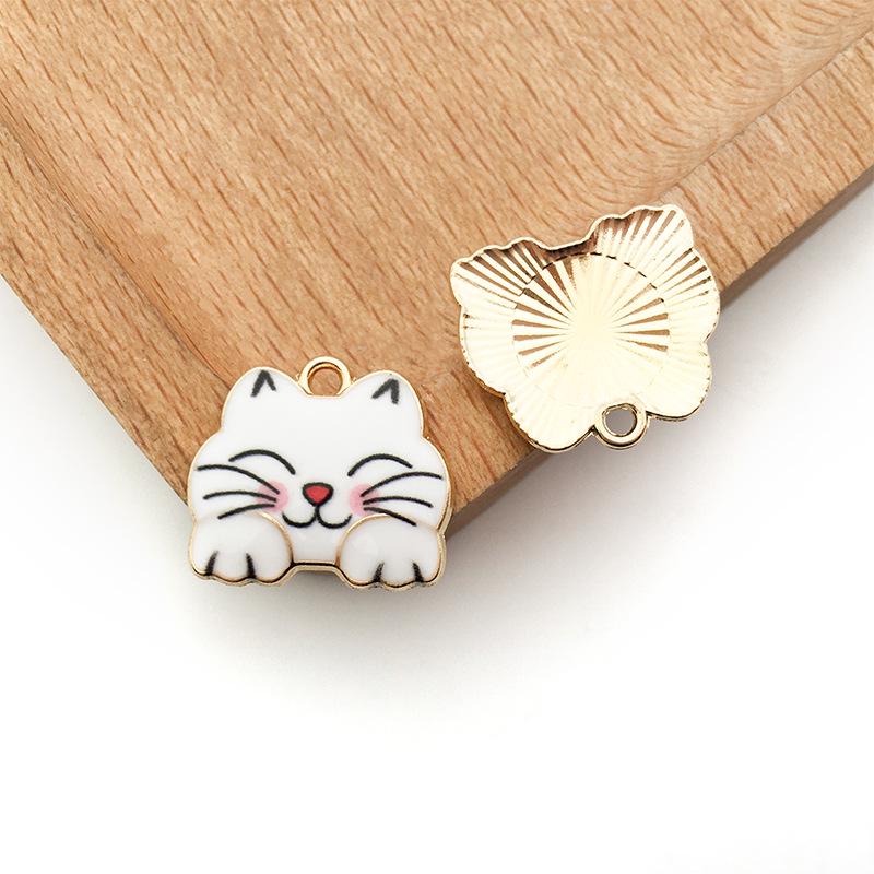 

1 Підвіска-кішка з алюмінієвого сплаву з емаллю, 18x16 мм, Милий DIY ювелірний аксесуар у корейському стилі