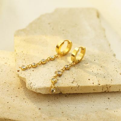 Source Sanlian Zircon Chain Pendant Earrings Simple Wind Earrings Earrings Elegant Earrings Women
