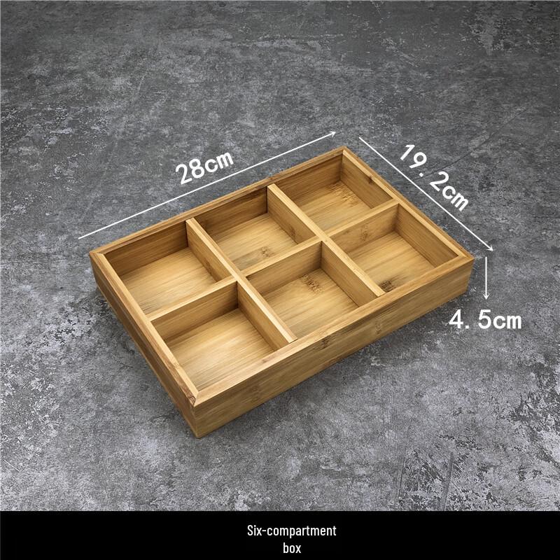 Japanese Style Bamboo 6-Compartment Serving Tray Set (2-Pack)
