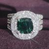 European & American Fashion Ring: Square Colored Diamond, Women's Daily/Wedding/Banquet R4898