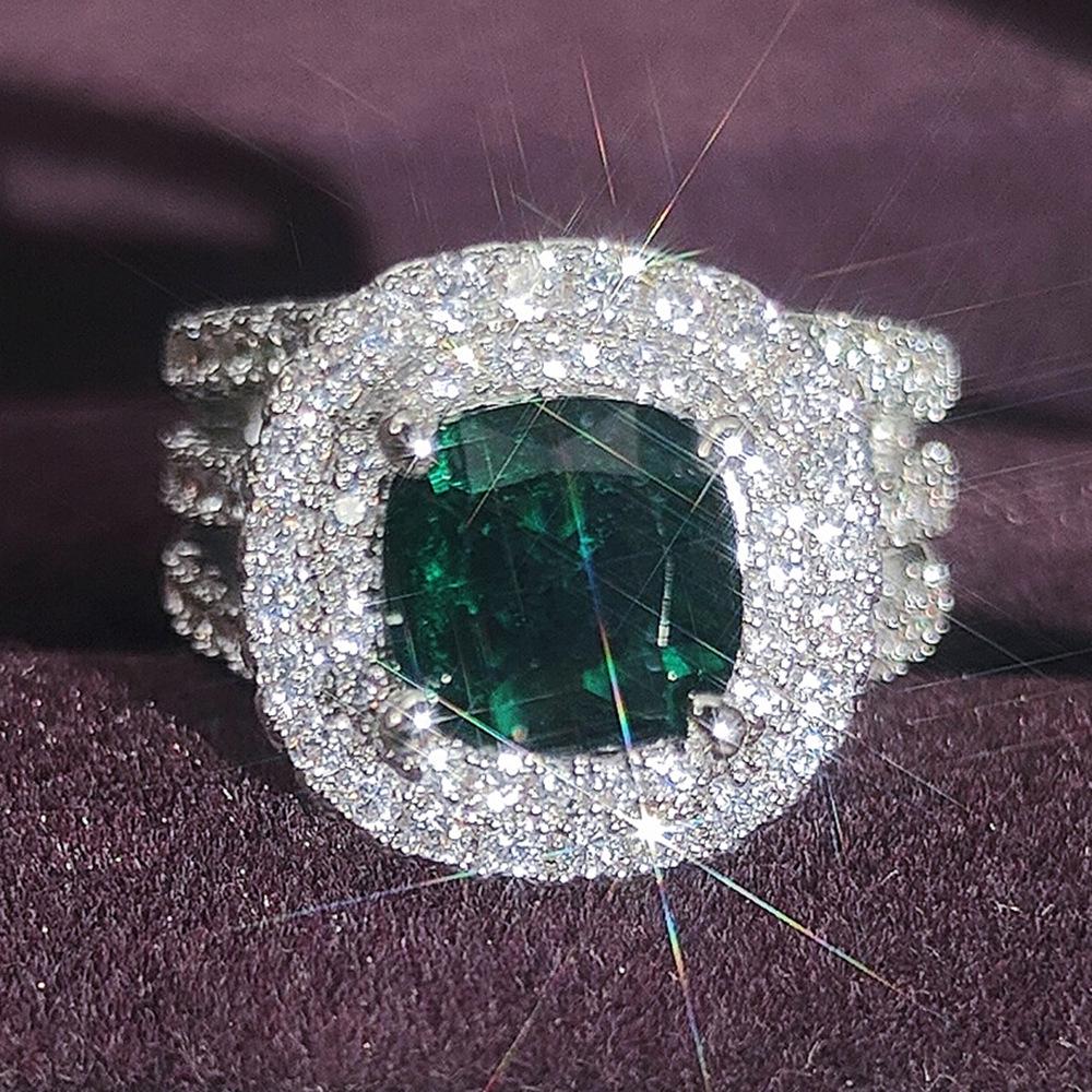 European & American Fashion Ring: Square Colored Diamond, Women's Daily/Wedding/Banquet R4898