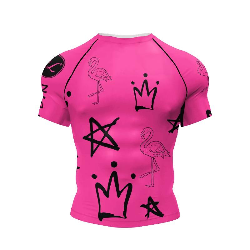 Cody Lundin Short Sleeve Pink Mens Jiu Jitsu BJJ No Gi Rash Guard Sublimation Men Running Training T-shirts Strech Fitness Tees