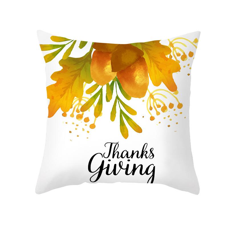 Yellow Thanksgiving Pillow Home Cartoon Animal Sofa Cushion Cover Peach Skin Office Cushion Cover