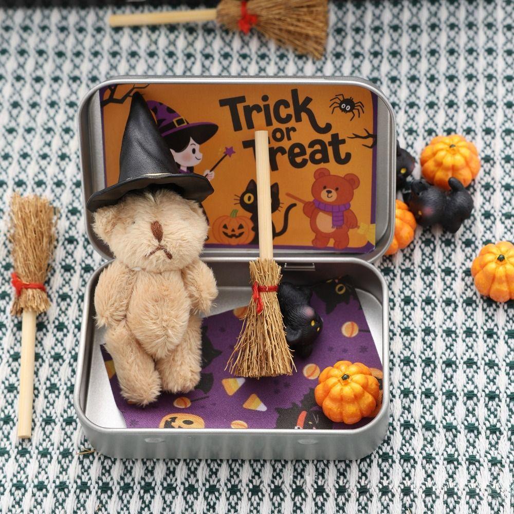DIY Halloween Bear Gift Box Creativity Trick or Treat Halloween Toy Decoration with Witcher Miniature Perfect Handmade