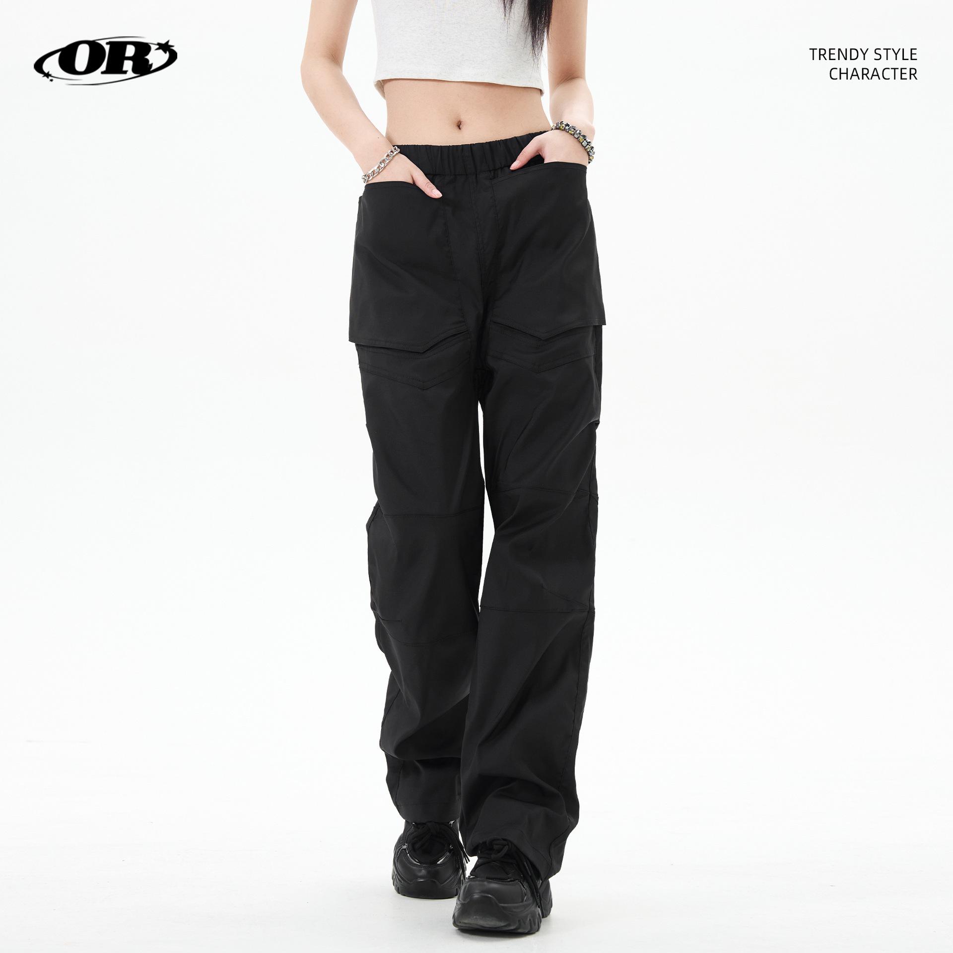 

OREETA Unisex Straight-Leg Cargo Pants - 3D Tailoring & Pleated Design for a Trendy American Casual Look L сірий колір