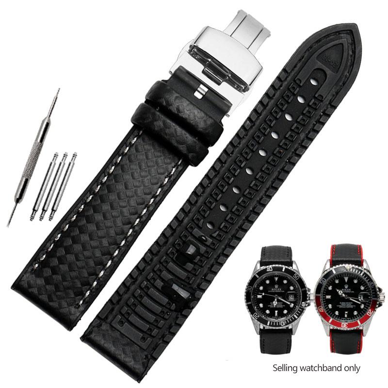 Silikonowy Pasek z Włókna Węglowego Wodoodporny Pasek do Zegarka dla Omega Speed Master Gumowy Zamiennik Męska Bransoleta Pasek 18mm 20mm 22mm 24mm