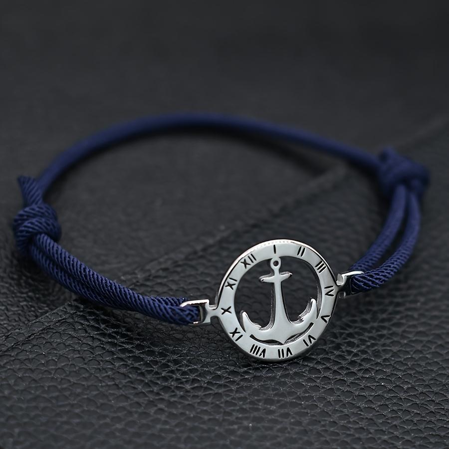 Adjustable Bracelet Easy Woven Wristband 304L 304L Stainless Steel Style Nautical Anchor Bracelet Men'S Beach Vacation Casual Arm Jewelry