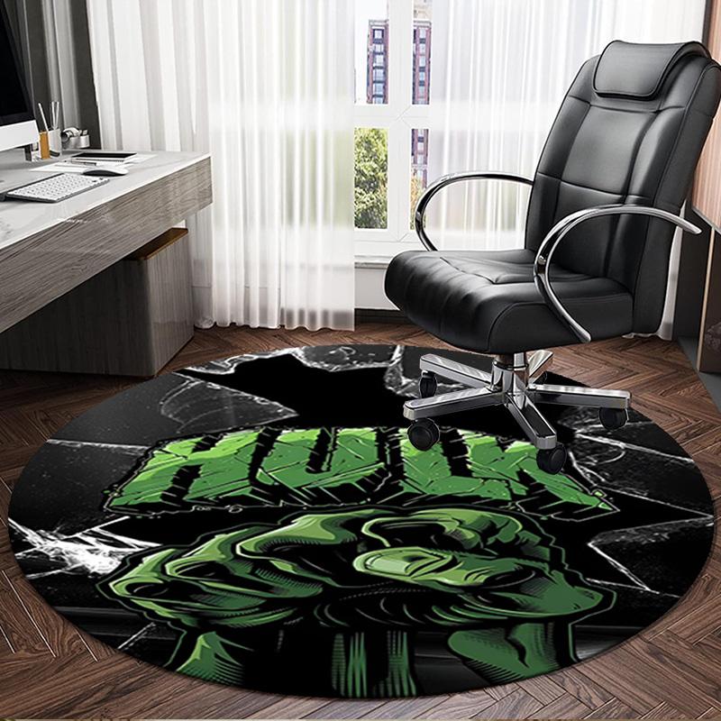 1PC Hero Power Breaks Through Round Rug, Non-slip Chair Mat, Home Decor, Circle Carpet Perfect for Office, Bedroom, Living Room,Christmas gift