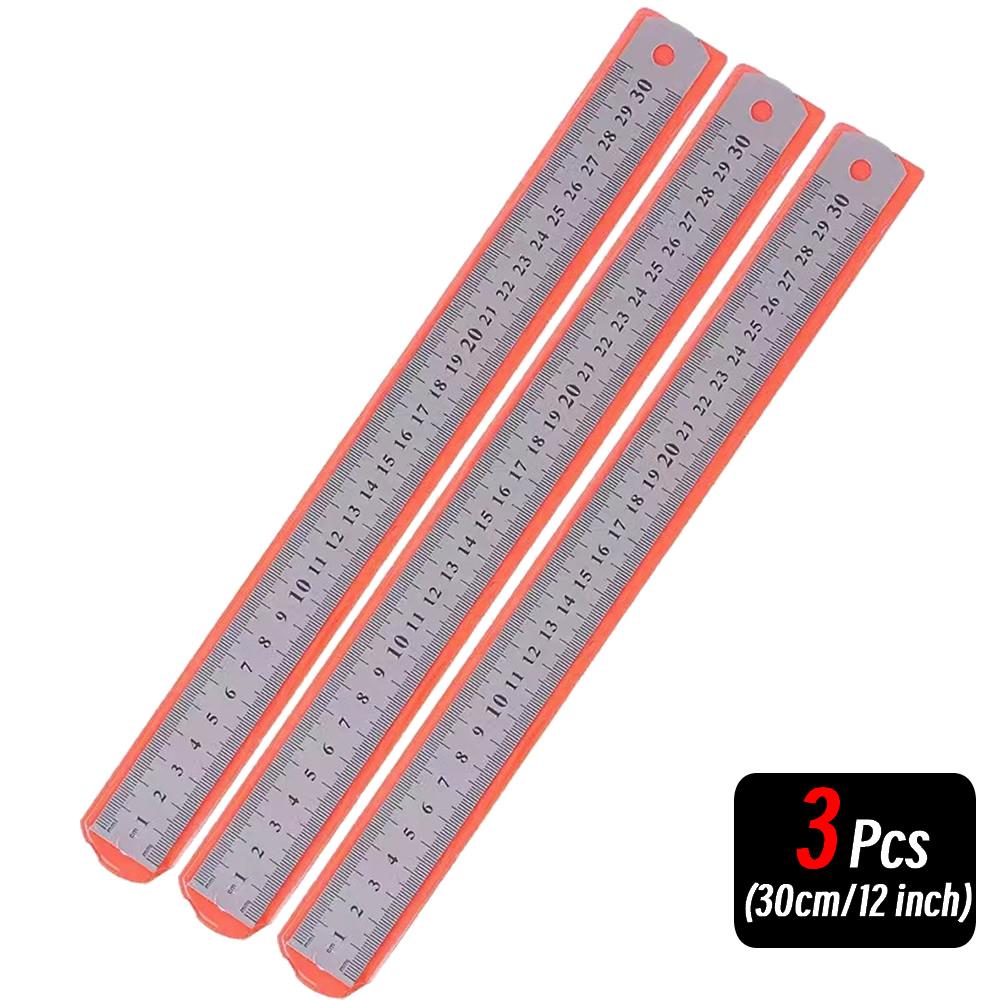 10P 15-30cm Stainless Steel Metal Straight Ruler Precision Double Sided Precision Measuring Tool Scale Metric Ruler Accessories