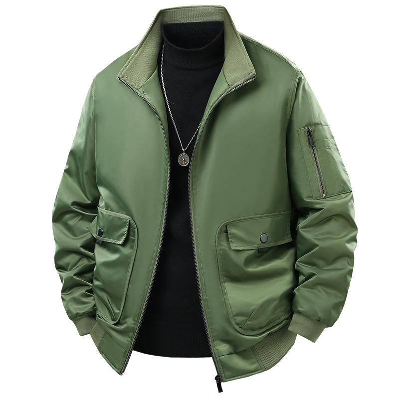 Autumn and Winter Flight Jacket, Men's Stand Up Collar Nylon Casual Jacket, Cotton Padded Thick Cotton Jacket