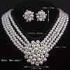 High End and Atmospheric Flower Necklace with A Pair of Earrings Set, 4-row Bead Necklace, Wedding Banquet, Evening Party, Engagement Jewelry