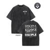 Men'S Heavyweight Vintage Washed Cotton T-Shirt - Christian Faith Apparel  for Casual Attire, Loose Streetwear with Double-Sided Print, Round Neck