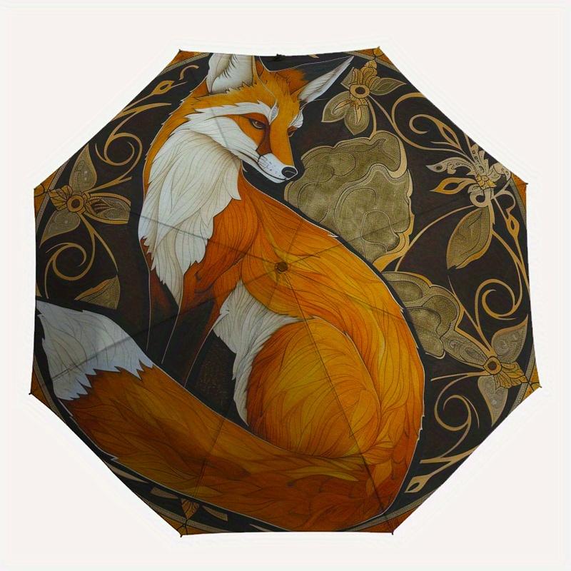 Art Nouveau Fox Wall Decor: Elegant Circular Design for Your HomeUmbrella, Portable 3-Fold Compact Umbrella,Christmas Gift ES552