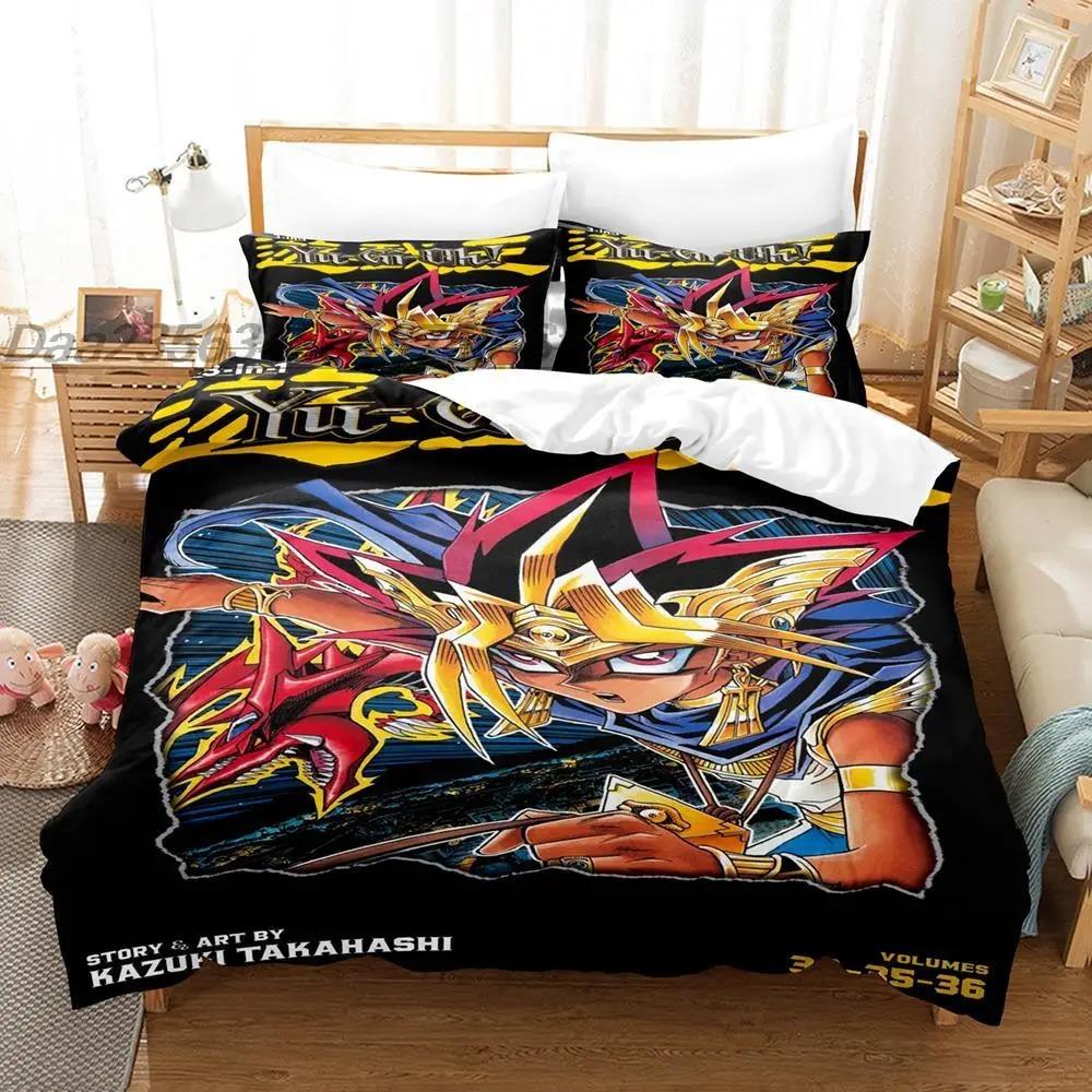 

Yu Gi Oh Постельное белье односпальное, двуспальное, двуспальное, двуспальное, комплект постельного белья для мальчиков, пододеяльники, наборы с 3D-принтом, аниме, каваи EU single(135x200cm)