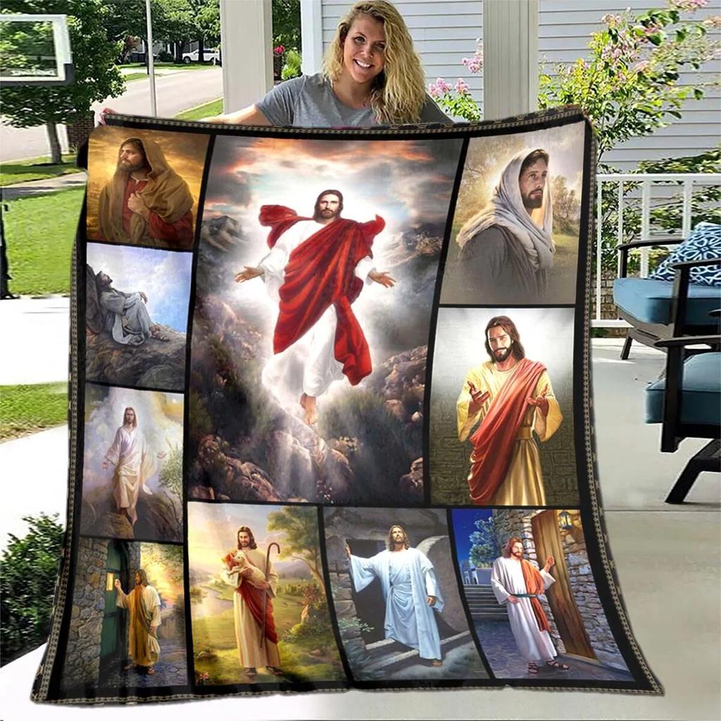 Weiche Überwurfdecke mit Jesus-Jungfrau Maria, Bettwäsche aus Flanell, warme Decke für Wohnzimmer/Schlafzimmer, Überwurfdecke für Sofa, süße Decke